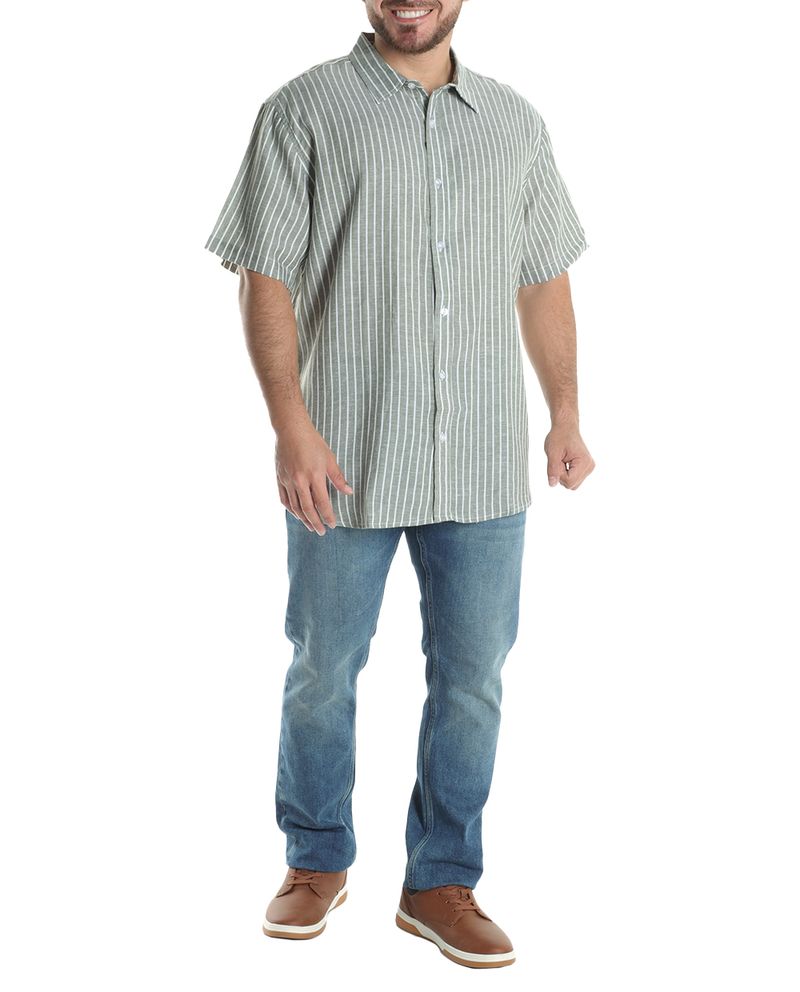 104606806-Camisa-casual-de-lino-Gents-verde-rayada-para-hombre