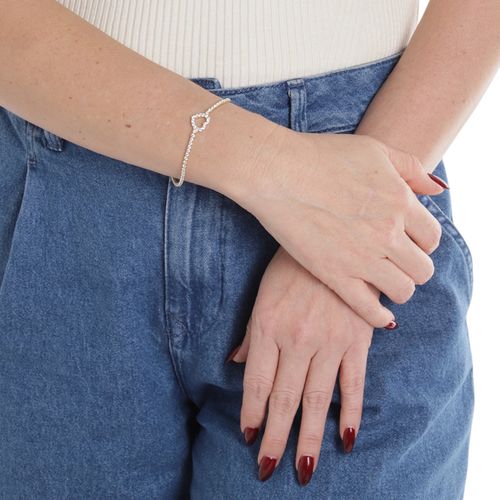 Pusera con dije de corazón bicolor 4mm-7" para mujer