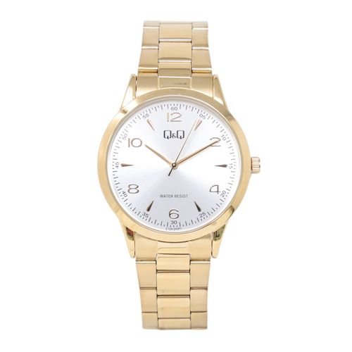 Reloj QQ análogo de metal dorado para hombre