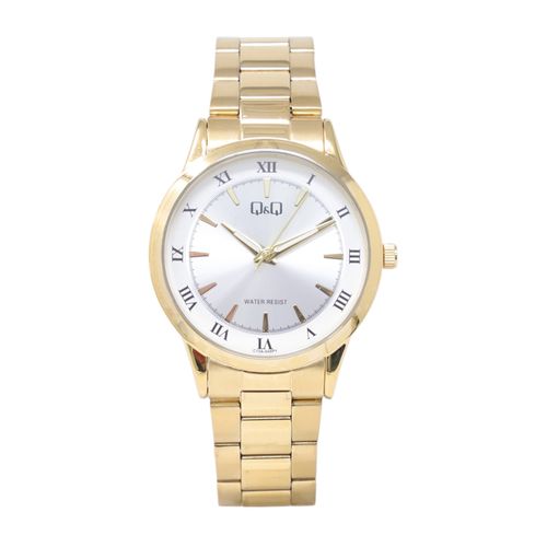 Reloj QQ análogo de metal dorado para hombre