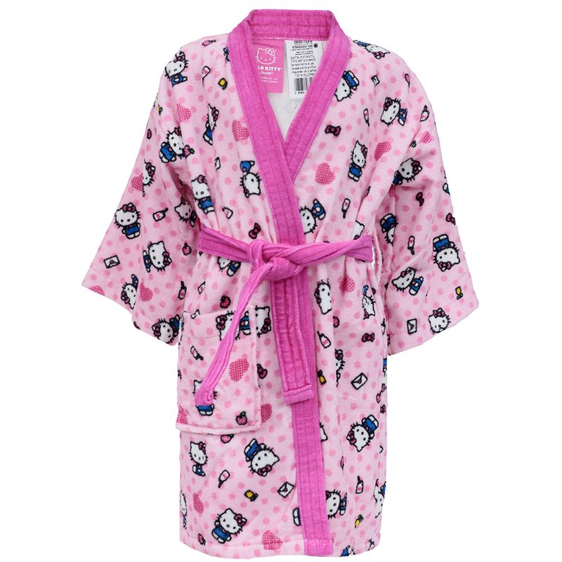 Bata-de-baño-rosada-con-estampado-de-Hello-Kitty-para-niña-104735939