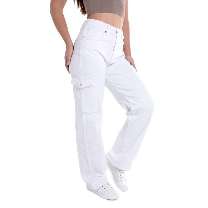Cargo Jeans Color Blanco Mujer WILLBEST Pantalones Casuales Para