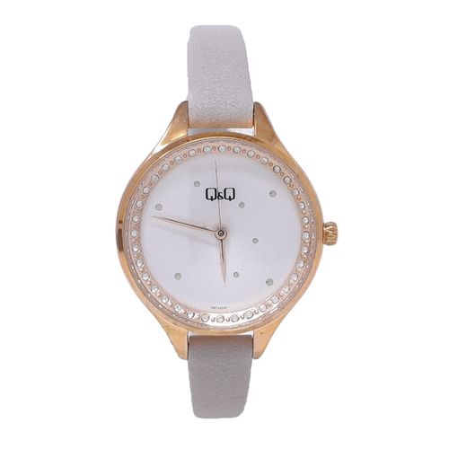 Reloj Q&Q análogo cuero gris para mujer