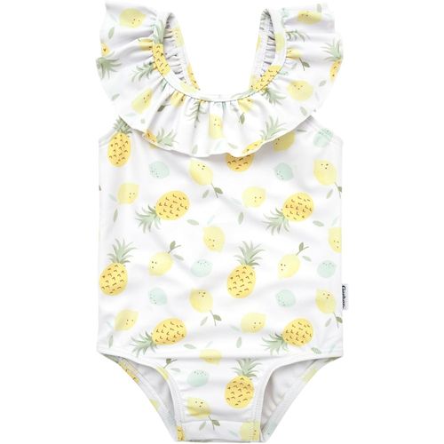 Traje de baño 1 pieza blanco con estampado para bebé niña