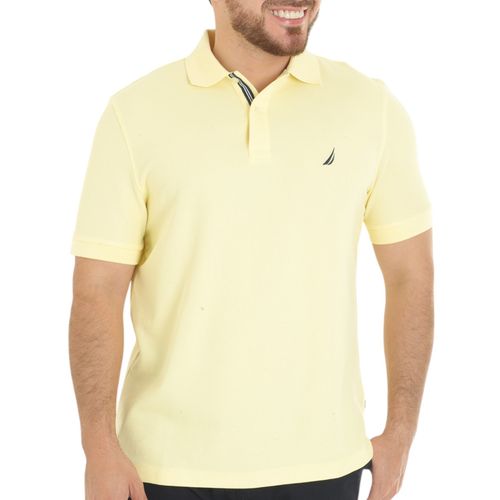 Camisa polo básica regular fit Nautica amarilla sólida para hombre