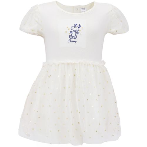 Vestido blanco con estampado de Snoopy para bebé niña
