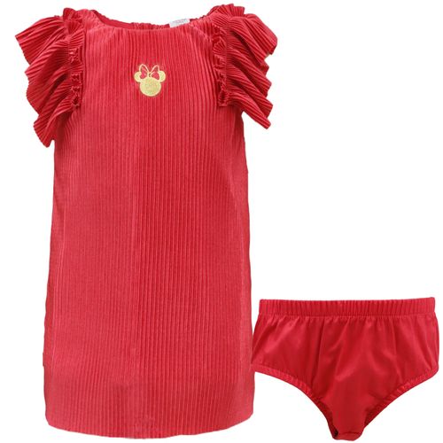 Vestido rojo con bordado de Minnie para bebé niña