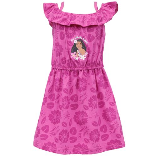 Vestido rosado con estampado de Moana para niña