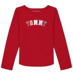 Blusa-roja-con-estampado-para-niña-104721338