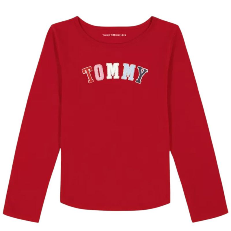 Blusa-roja-con-estampado-para-niña-104721338