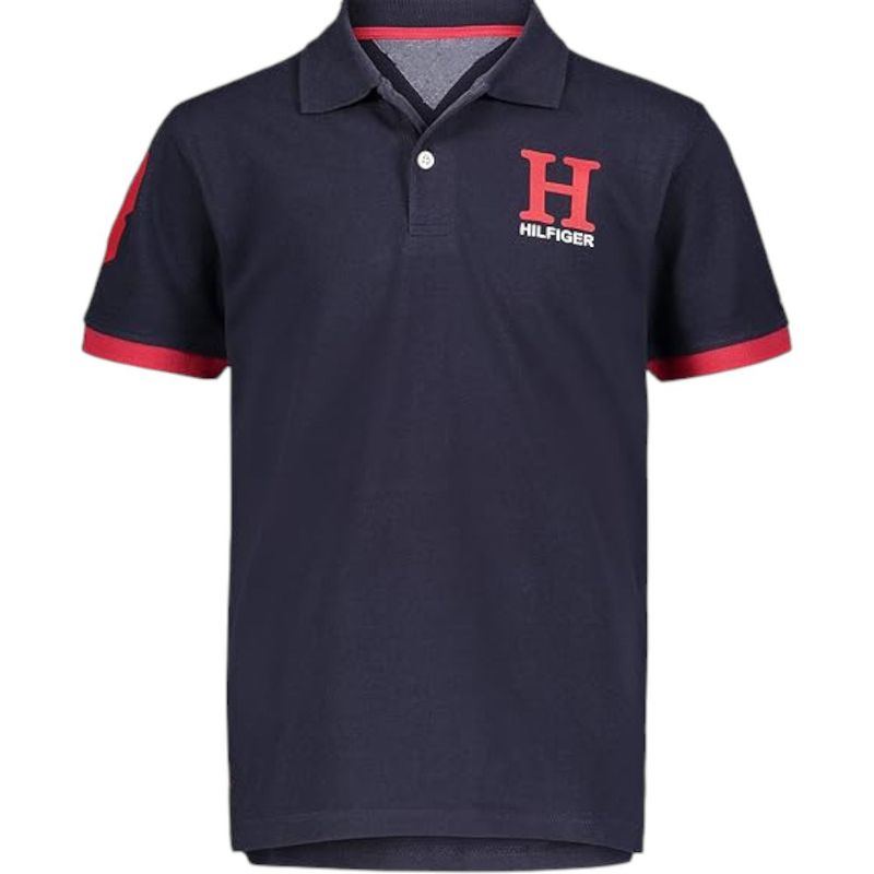 Camisa-polo-bicolor-con-estampado-para-niño-104754684