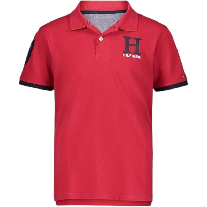 Camisa-polo-bicolor-con-estampado-para-niño-104754688