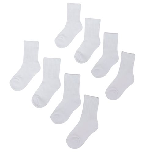 Set de 8 pares de calcetines blanco sólido para niña