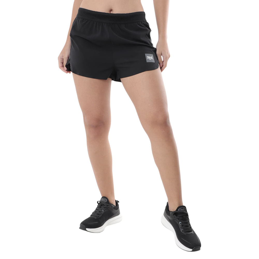 Short deportivo track Everlast negro sólido para mujer Siman - Main Image
