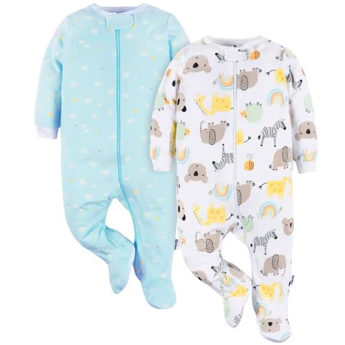 Set para 2 pijamas bicolor con estampado para bebé niño