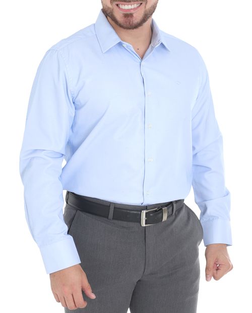 Camisa formal Oscar de la Renta tailored fit celeste con mini cuadros para hombre