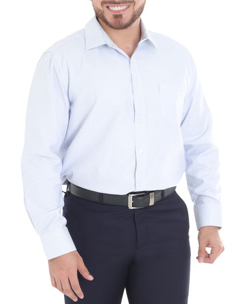 Camisa formal Oscar de la Renta classic fit celeste cuadriculada para hombre