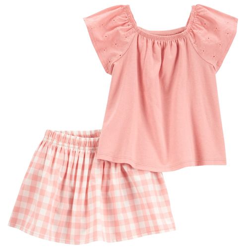 Conjunto de 2 piezas bicolor con cuadros para bebé niña