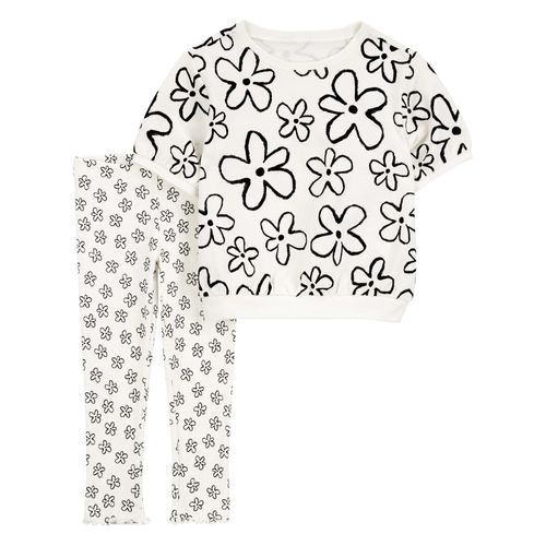 Conjunto de 2 piezas blanco con estampado de flores para bebé niña