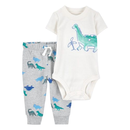 Conjunto de 2 piezas bicolor con estampado de dinosaurios para bebé niño