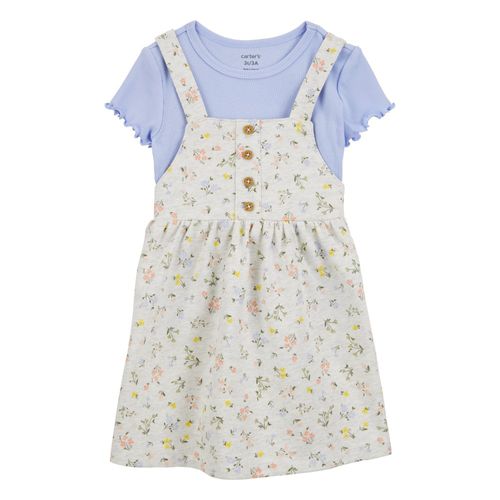 Conjunto de 2 piezas bicolor con estampado de flores para niña