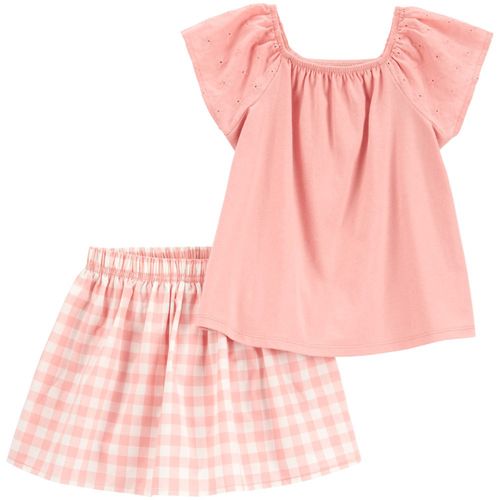 Conjunto de 2 piezas bicolor con cuadros para niña
