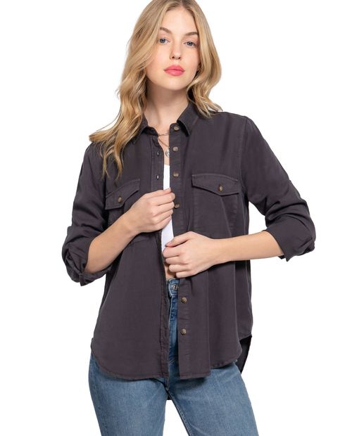 Blusa Active Basic camisera gris manga larga para mujer