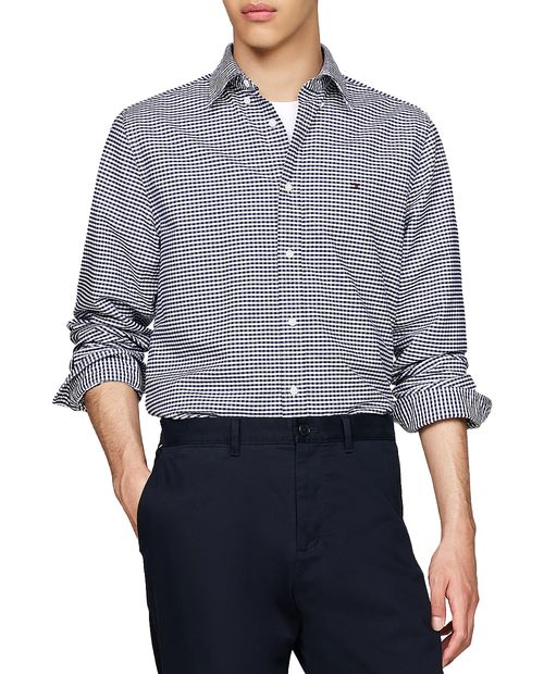 Camisa oxford Tommy Hilfiger regular fit azul navy cuadriculada para hombre