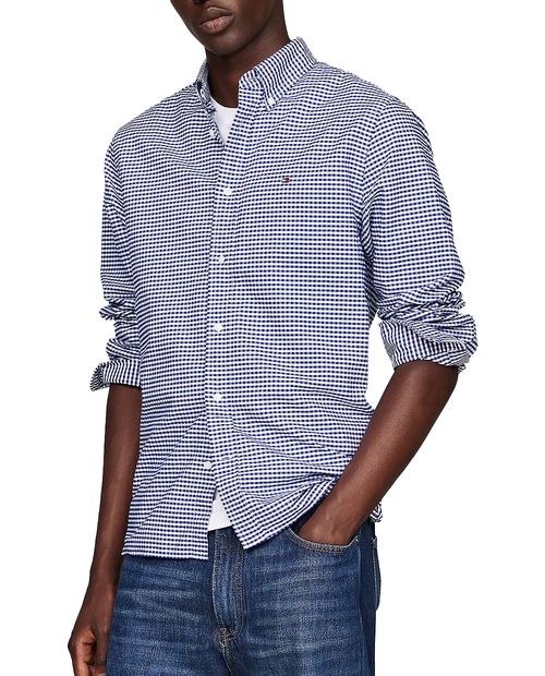 Camisa oxford Tommy Hilfiger regular fit azul cuadriculada para hombre