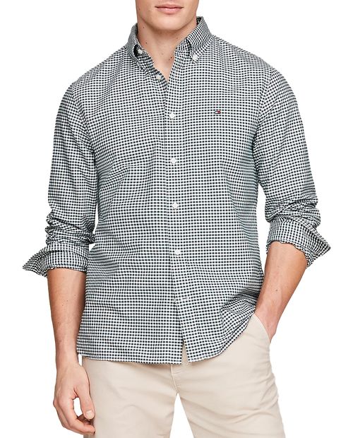 Camisa oxford Tommy Hilfiger regular fit verde cuadriculada para hombre