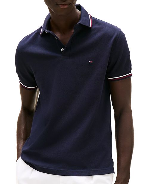 Polo texturizado azul marino de corte entallado de Tommy Hilfiger para hombre
