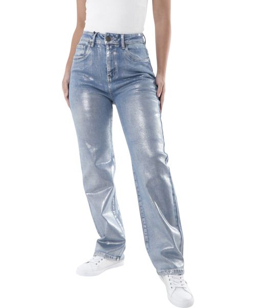 Jeans Unexpected straight celeste de cintura alta para mujer