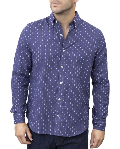 Camisa casual Nautica classic fit azul con mini print para hombre