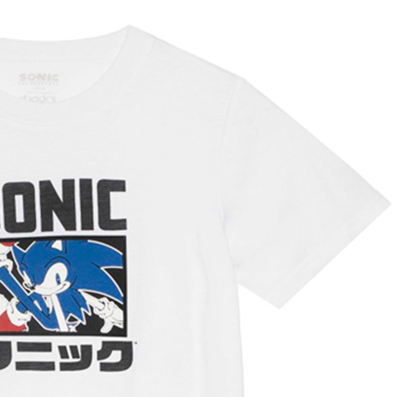 Camiseta-blanca-con-estampado-de-Sonic-para-niño-104750514