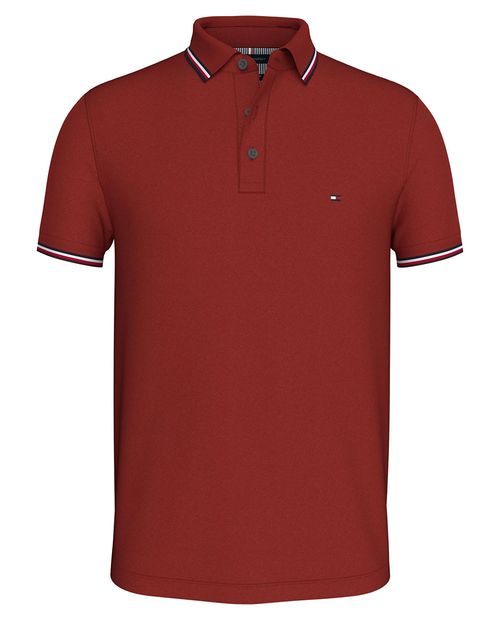 Camisa polo slim fit Tommy Hilfiger roja sólida para hombre