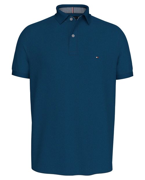 Camisa polo básica regular fit Tommy Hilfiger azul sólida para hombre