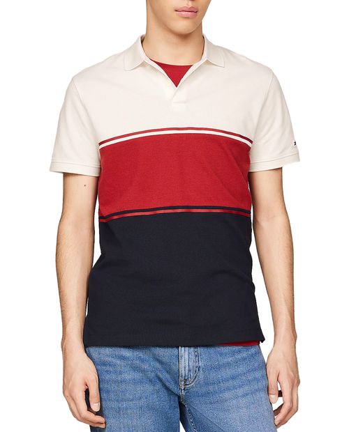 Camisa polo regular fit Tommy Hilfiger color blocking multicolor para hombre