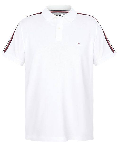 Camisa polo regular fit Tommy Hilfiger blanca sólida para hombre