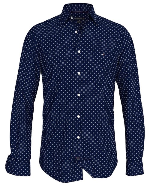 Camisa oxford regular fit Tommy Hilfiger azul mini print para hombre