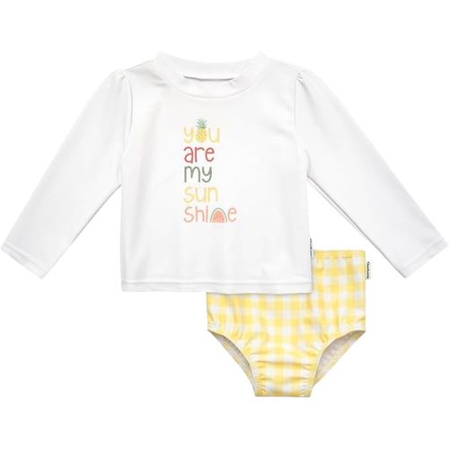 Traje de baño 2 piezas bicolor con estampado para bebé niña