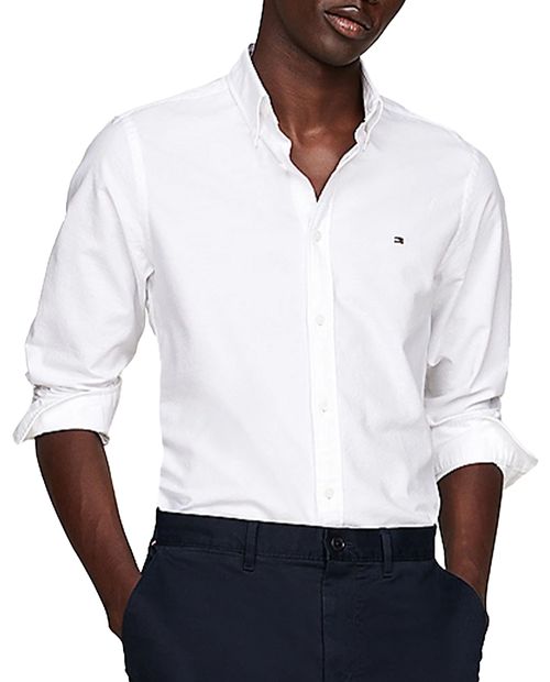 Camisa oxford slim fit Tommy Hilfiger blanca sólida para hombre