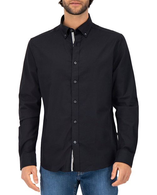 Camisa casual Nautica regular fit negra sólida para hombre