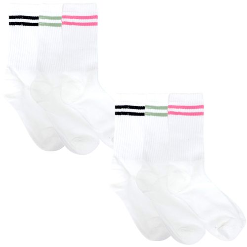 Set de 3 pares de calcetines blanco a rayas para niña