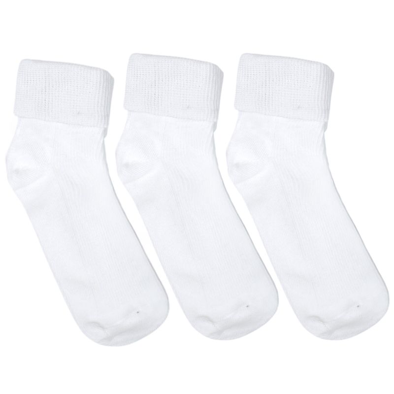 Set-de-3-pares-de-calcetines-blanco-solido-para-niña-104738918
