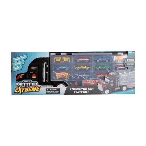 Set de juguete Motor extreme camión 57.5 cm con 8 vehículos