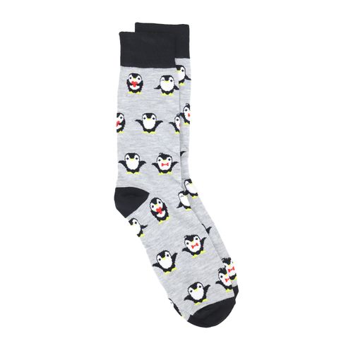 Par de calcetines de vestir Unexpected crew grises y pingüinos para hombre
