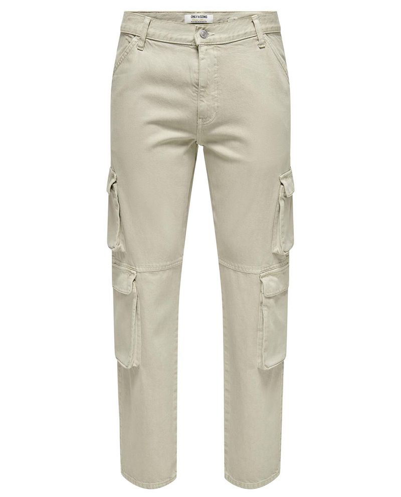 104827108-Jeans-cargo-straight-fit-Only---Sons-beige-denim-para-hombre