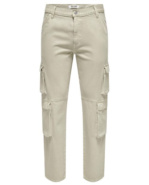 Jeans cargo straight fit Only & Sons beige denim para hombre
