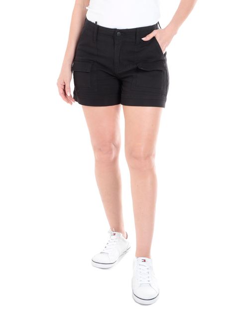 Short Sabrina denim negro de cintura alta para mujer