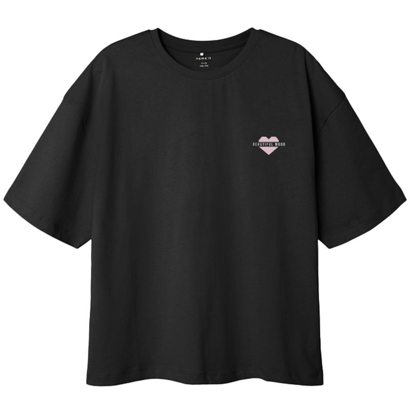 Blusa-negra-con-estampado-para-niña-104799423